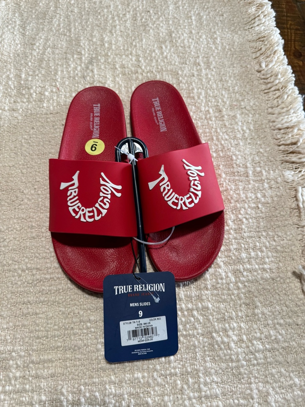 TRUE RELIGION RED MENS CASUAL SLIDES 9